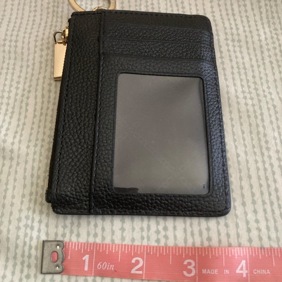 Michael Kors Leather Jet Black and Gold Small Coin Wallet Wristlet Purse - Picture 13 of 13